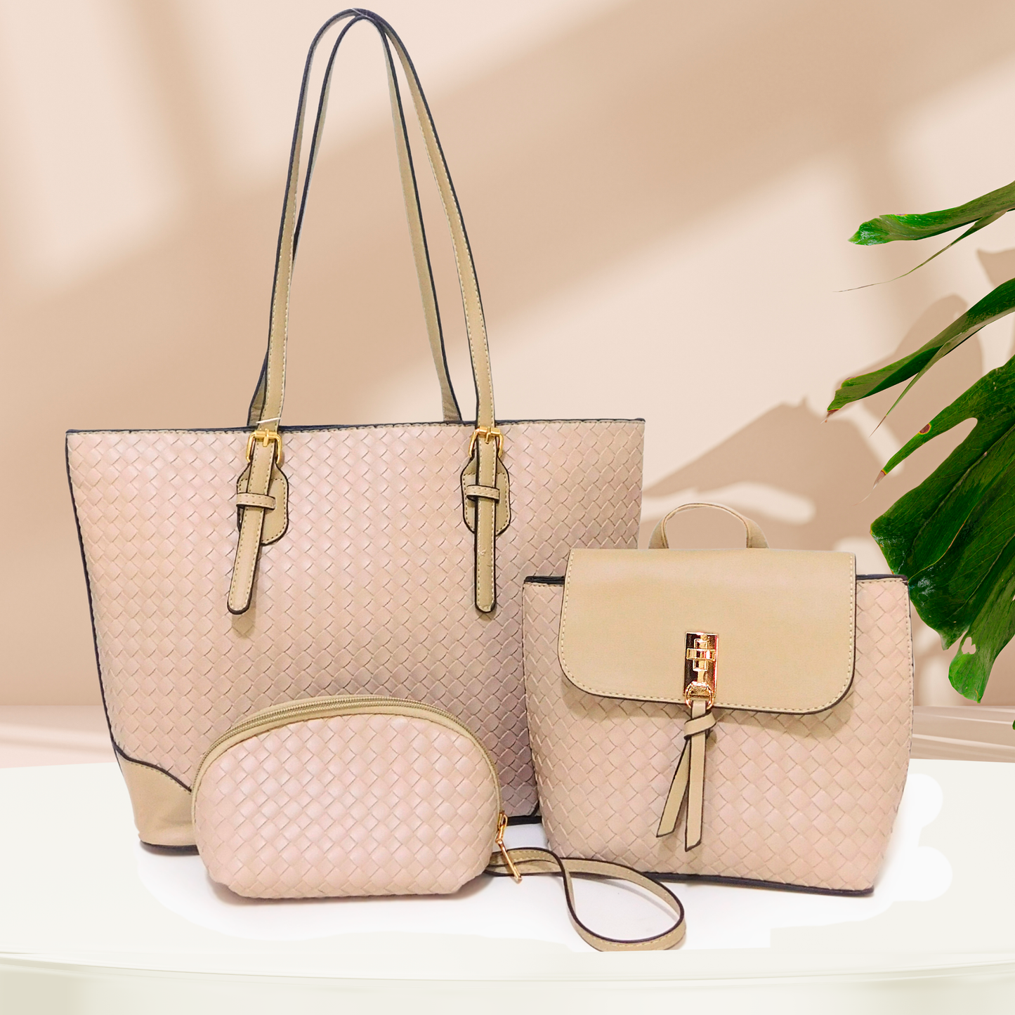 Combo 3 piezas. Tote + mini mochila + sobre